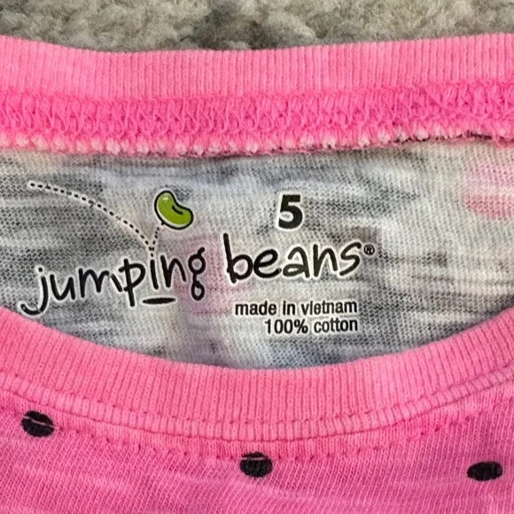 Kids Pink and Black Polka Dot Floral Top - Girls Size 5 - Picture 3 of 3